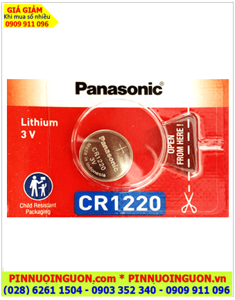 Panasonic CR1220 Lithium 3v; Pin 3v lithium Panasonic CR1220 chính hãng (MẪU MỚI), Xuất xứ Indonesia